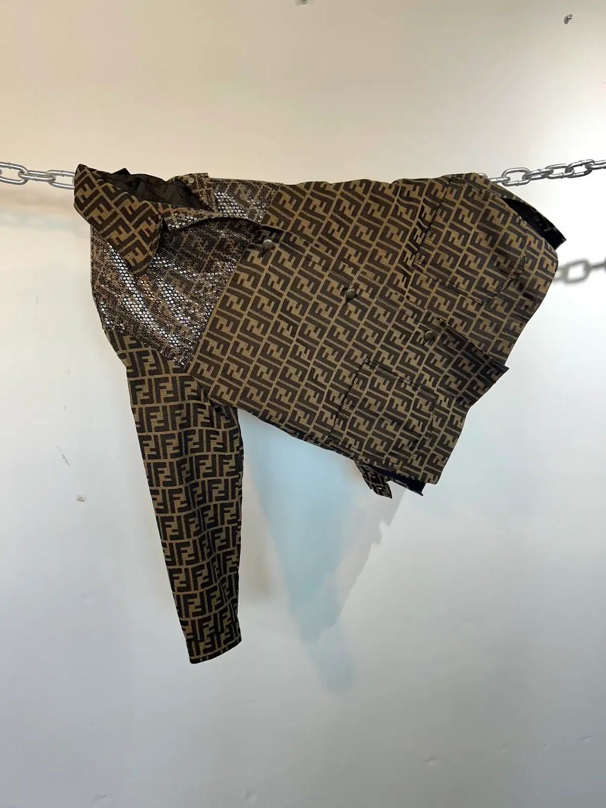 FENDI フェンディ 90s FFジャカード シーグリ パータン 톤온톤 スティッチング ジャケット 87,863円