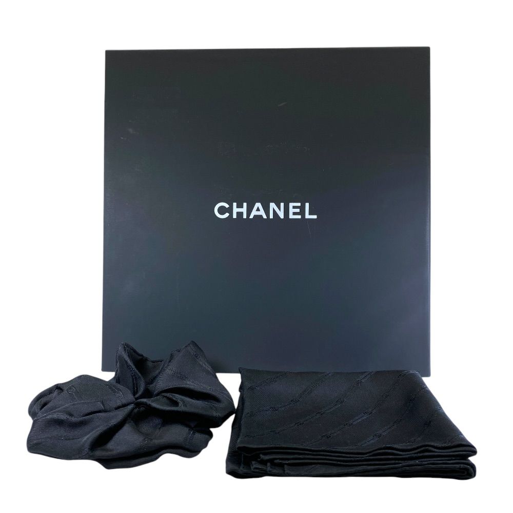 美品 CHANEL シャネル スカーフ シュシュ セット ココマーク ヘアゴム シルク ブラック 高級感 上品 ブランド 正規品 メンズ レディース ギフト プレゼント