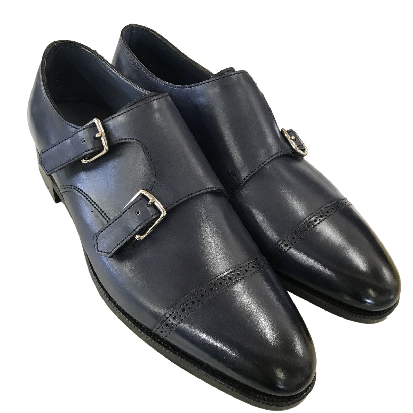 ジョンロブ JOHN LOBB ダブルモンク ウィリアム レザーシューズ 6E ビジネス 革靴 ブラック ネイビー 中古 良好 T11451334