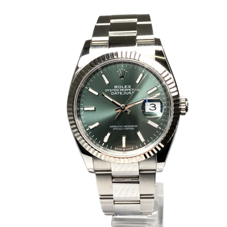 【鑑定済】ROLEX ロレックス デイトジャスト 36 126234 ミントグリーン オイスターブレス メンズ 腕時計 稼働 良好 中古 T11463914