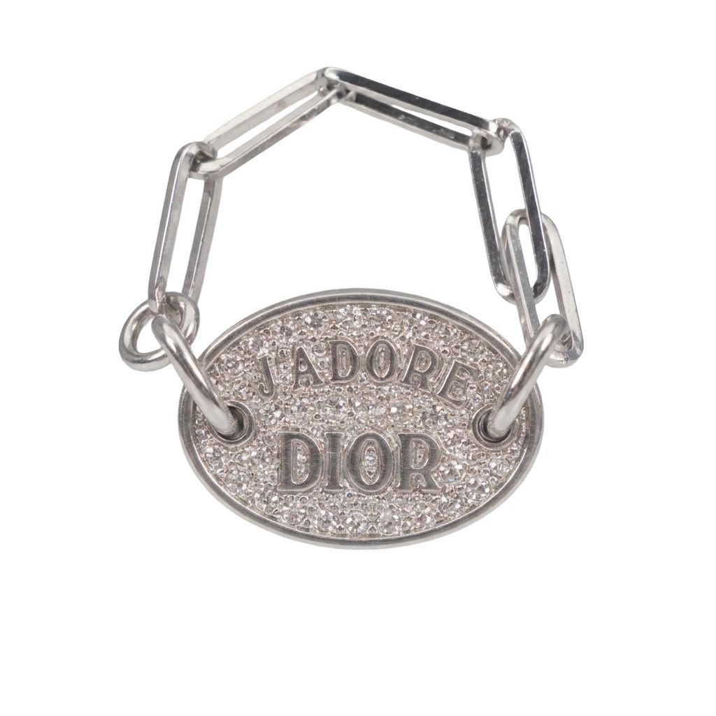 Christian Dior　クリスチャン・ディオール　「J'ADORE DIOR」 ラインストーン ロゴプレート　リング