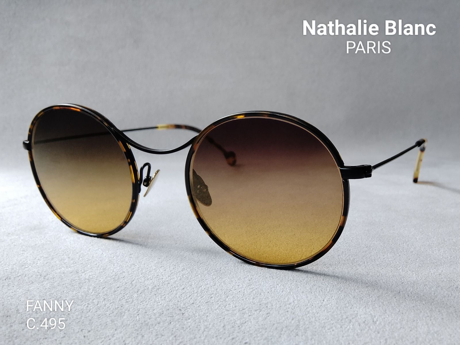 Nathalie Blanc PARIS(ナタリーブラン)『FANNY』C:495/MATTE BLACK&HAVANA//TWO-tone color gradation SUNGLASSES