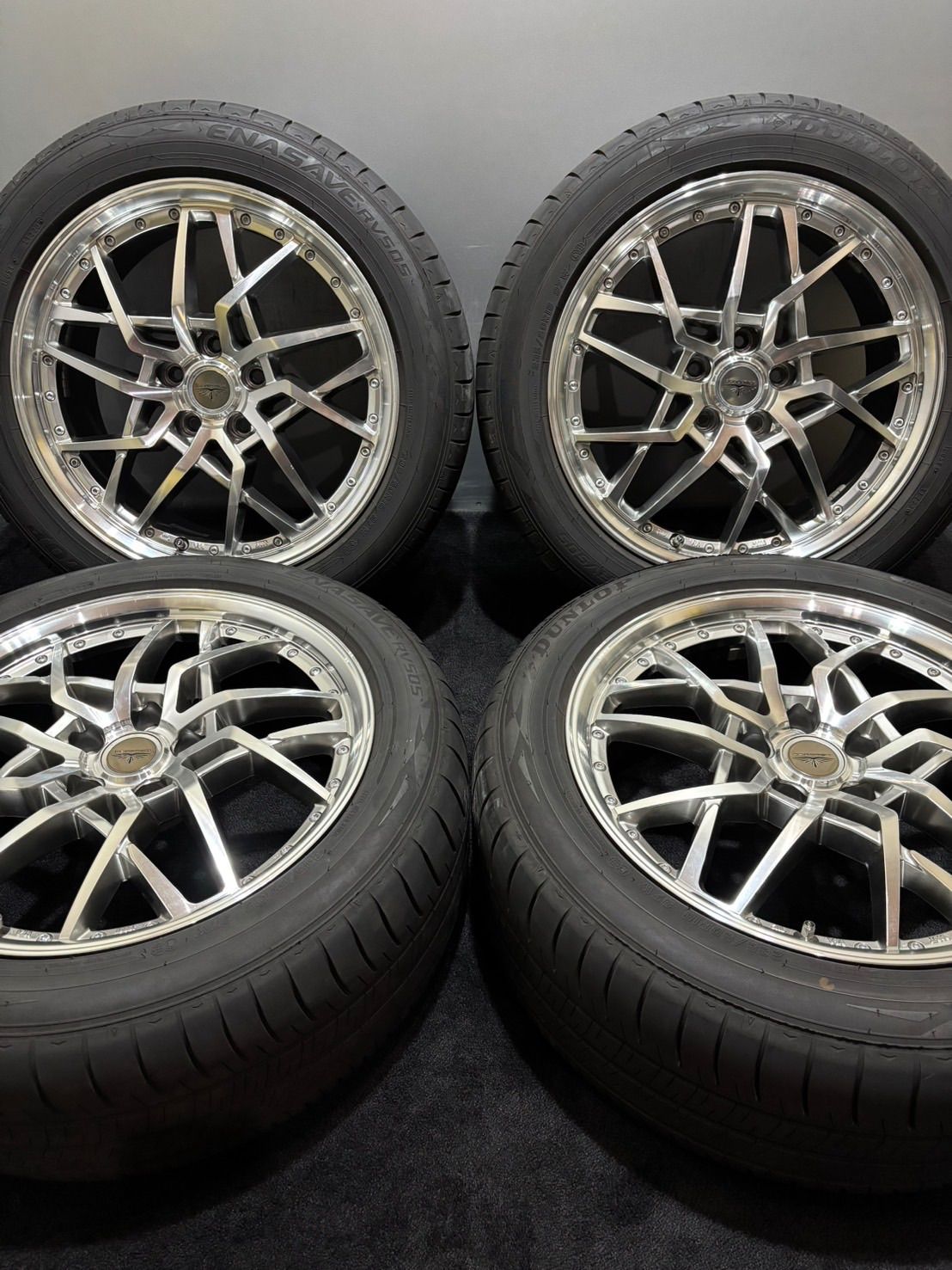 ★235/50R18 DUNLOP/ENASAVE RV505 23年製 DORFREN 18インチ 8J +42 114.3 5H 夏タイヤ 4本 アルファード ヴェルファイア (南2-M936)