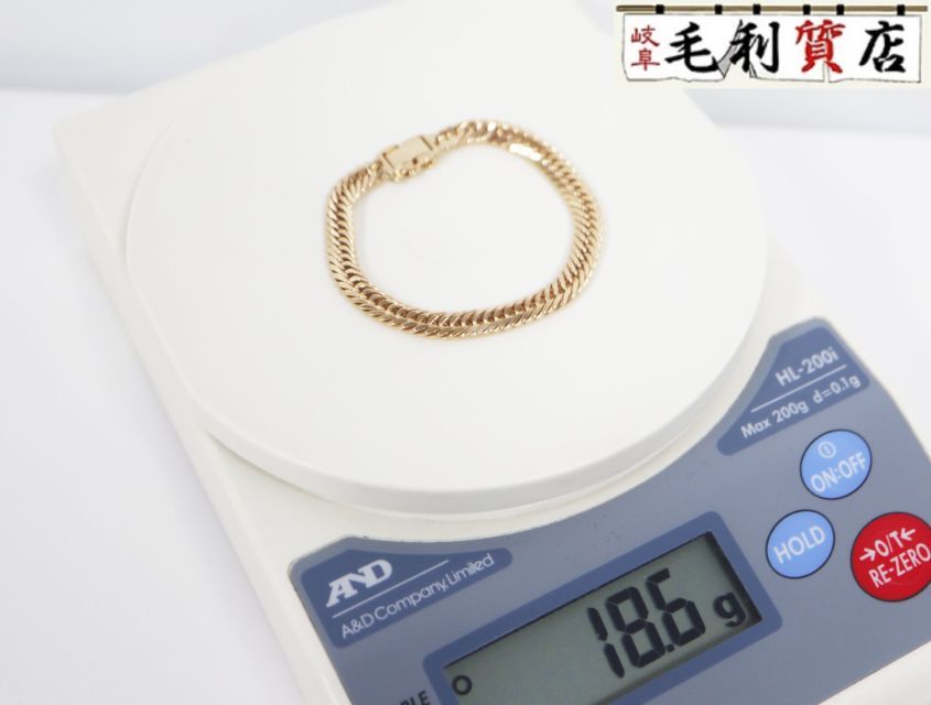 K18 キヘイ 喜平 ブレスレット 8面トリプル 18.6ｇ 8メントリプル 18金 イエローゴールド 750 YG 【中古】 ジュエリー 209,000円
