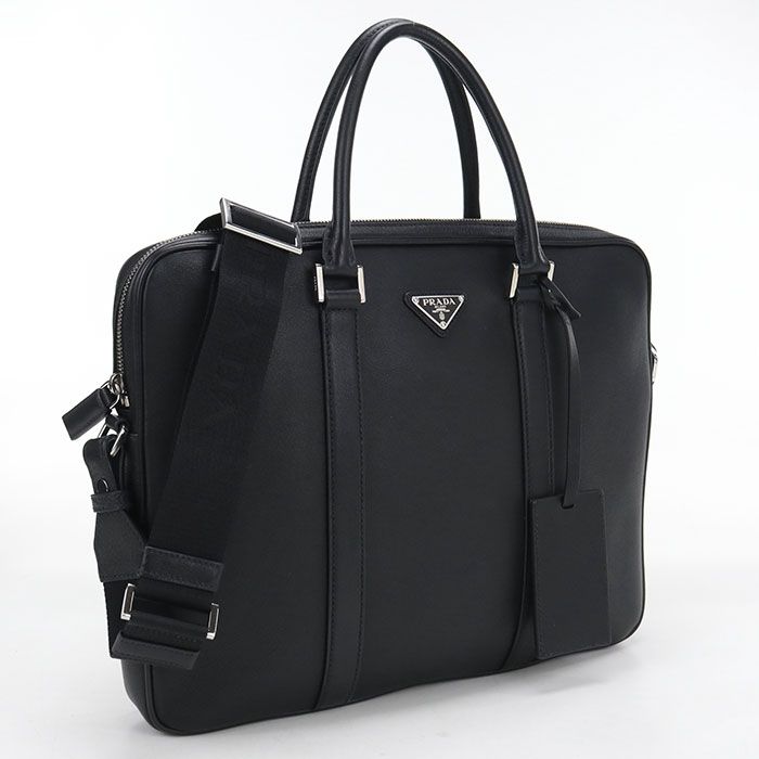 PRADA プラダ 2VE368 ブリーフケース レザー【中古】 メンズ