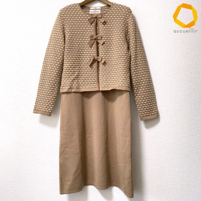 #anc ギャラリービスコンティ GALLERYVISCONTI ワンピース ツーピース 2 茶系 ベージュ ニット リボン レディース [1024512] 7,600円
