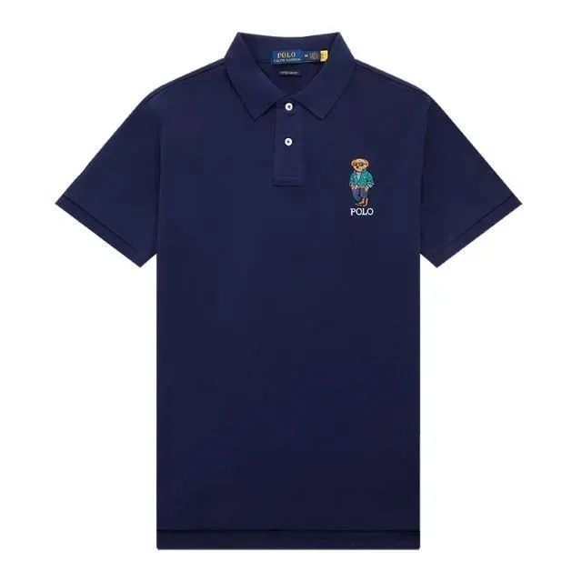【新品未使用】Polo Ralph Lauren ラルフローレン メンズ コットン 鹿の子編み ポロベアー エンブロイドししゅう 半袖ポロシャツ カスタムスリムフィット 在庫一掃価格 8,030円