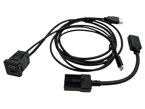 新型プリウス 60系専用 USB/HDMIソケット &ケーブル 12.3インチ＆８インチディスプレイオーディ対応 HDMI Eタイプ用変換付き HDMI入力 オットキャスト Ottocast移設用 カーナビ パーツ アクセサリー トヨタ PRIUS用 (Uts