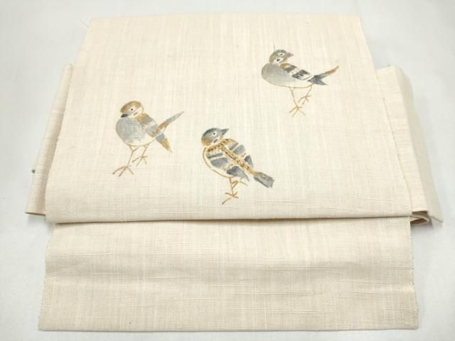 平和屋着物＊夏物　つけ帯　手描き　紬地　雀　正絹　逸品　CABL1160hy 13,286円