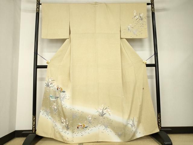 平和屋着物●訪問着　友禅　作家物　鴛鴦花文　暈し染め　正絹　逸品　AABL5566ck