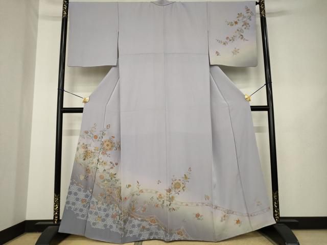 平和屋着物●訪問着　総刺繍　飾花文　暈し染め　正絹　逸品　AABL5584ck