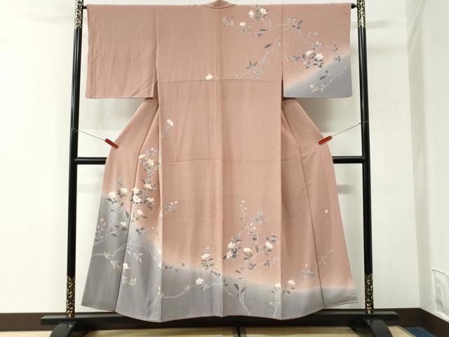 平和屋着物●高級染元　粋峰　林芳夫　京加賀友禅　訪問着　枝花文　暈し染め　正絹　逸品　CABK7425yc 23,998円