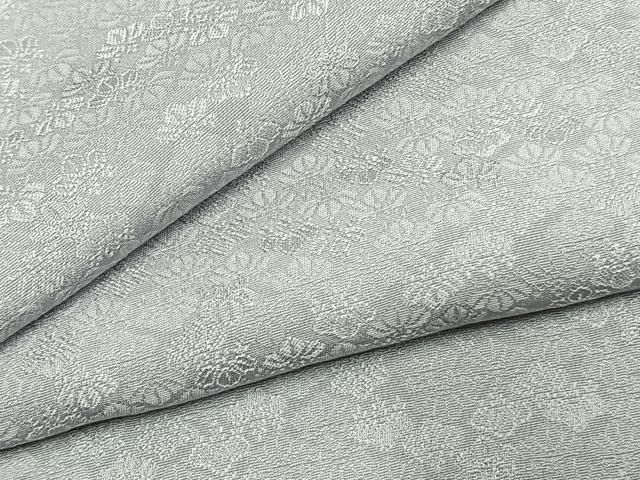 平和屋着物●上質な色無地 花尽くし地紋 暁鼠色 正絹 逸品 AABL3287fy
