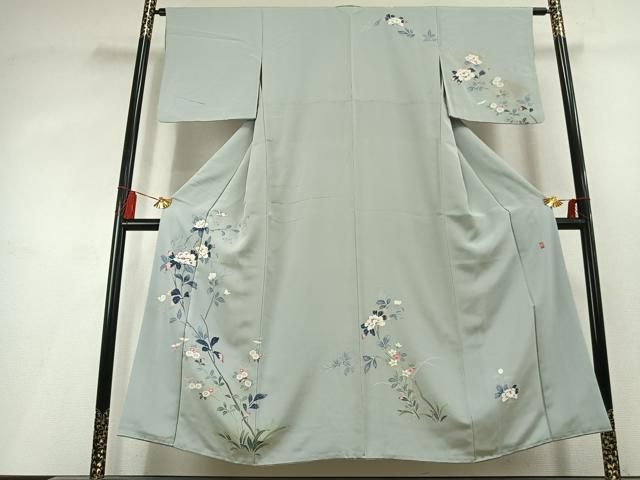 平和屋着物●訪問着　友禅　作家物　枝花文　暈し染め　銀彩　伊勢丹扱い　正絹　逸品　AABL3297fy 18,980円