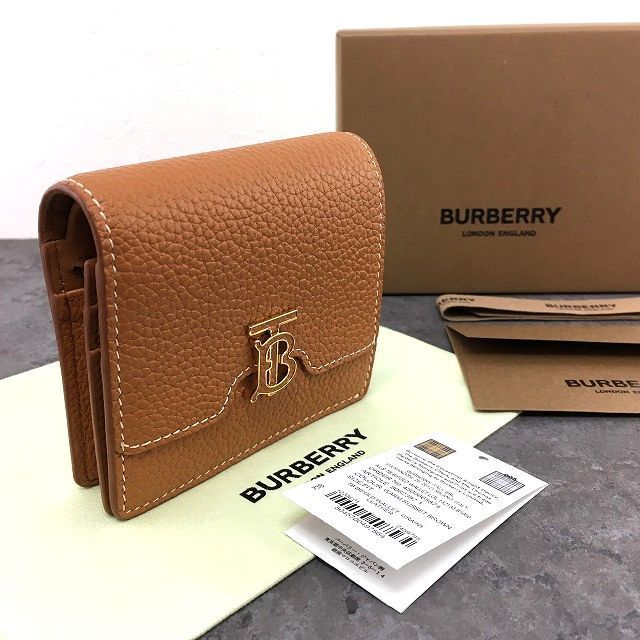 未使用品 BURBERRY TB コンパクトウォレット ブラウン レザー 箱付き 401