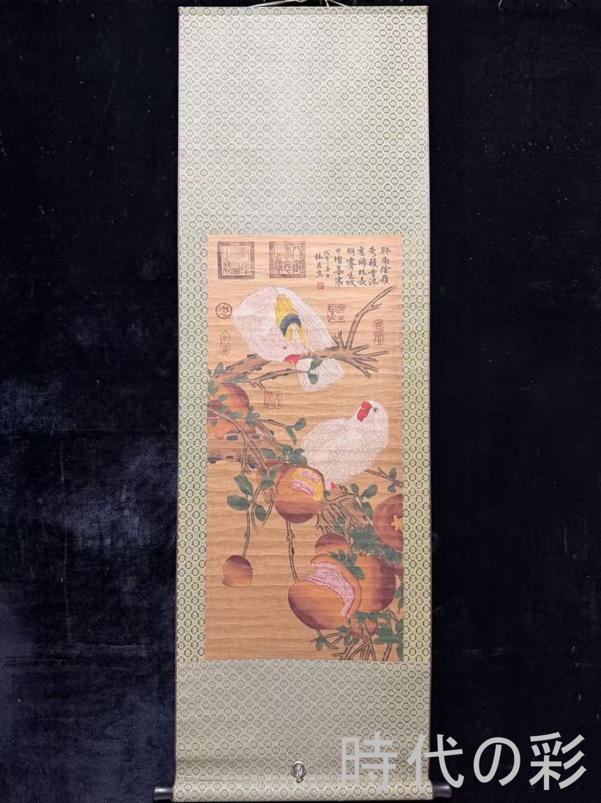 【林良風 花鳥図 中堂掛軸】中国古美術 手描き 肉筆 在銘 宣紙 三尺 花鳥画 書画 装飾品 R08072903