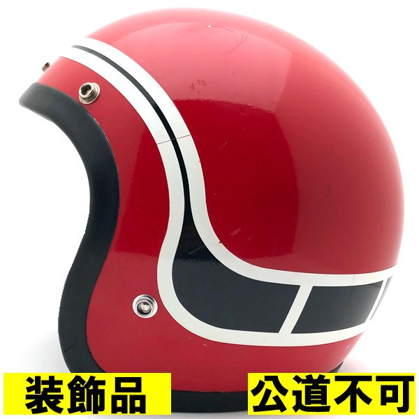 【装飾品・公道不可】YAMAHA STROBE RED 60cm 【海外直輸入中古品】スモールジェットヘルメット オープンフェイス アメリカン ヤマハ レッド 赤色 ストロボ柄 スピードブロック チェーンブロック パターン インターカラー ケニー・ロバーツ