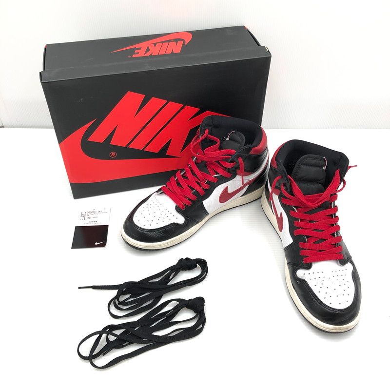 【中古品】 NIKE ナイキ AIR JORDAN 1 RETRO HIGH BLACK WHITE SAIL GYM RED 555088-061 エア ジョーダン 1 レトロ ハイ スニーカー 靴 【160-260806-rt-18-tagh】