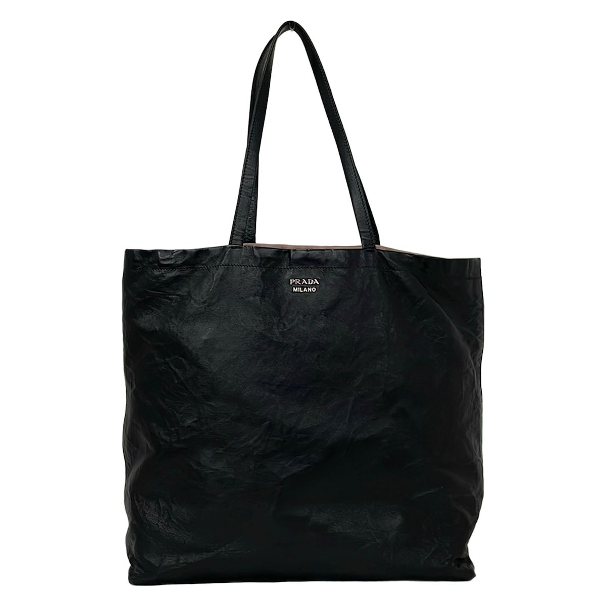 PRADA(プラダ) トートバッグ - 黒×ピンクベージュ リバーシブル レザー