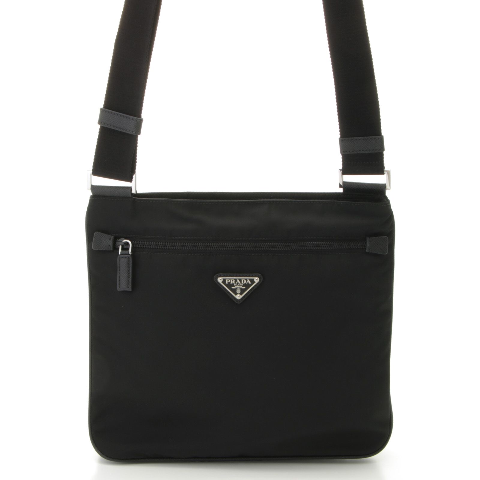 PRADA プラダ ショルダーバッグ VA0563 ショルダーバッグ ナイロン/サフィアーノ サフィアーノ ブラック ユニセックス【中古】434