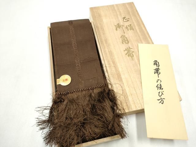 平和屋着物●男性　西陣　上田織物謹製　本場筑前博多織　角帯　献上　共箱・証紙付き　正絹　逸品　CABL1097hy