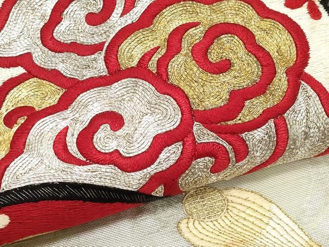 平和屋着物＊夏物 アンティーク 大正ロマン 九寸名古屋帯 総手刺繍 駒