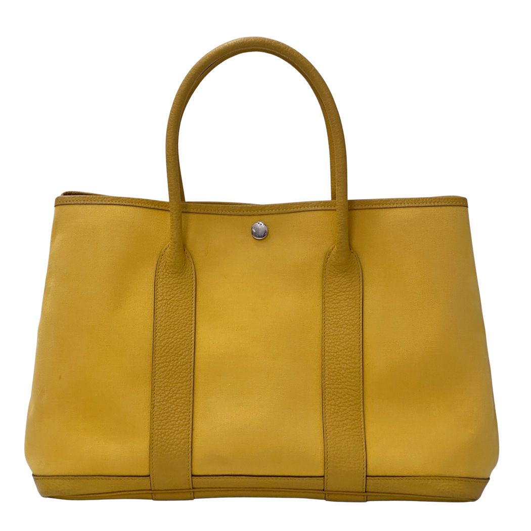 エルメス HERMES バッグ ガーデンパーティPM レディース ブランド トートバッグ トワルオフィシエ イエロー □M刻印 2009年製 シルバー金具 シンプル　A4 【中古】