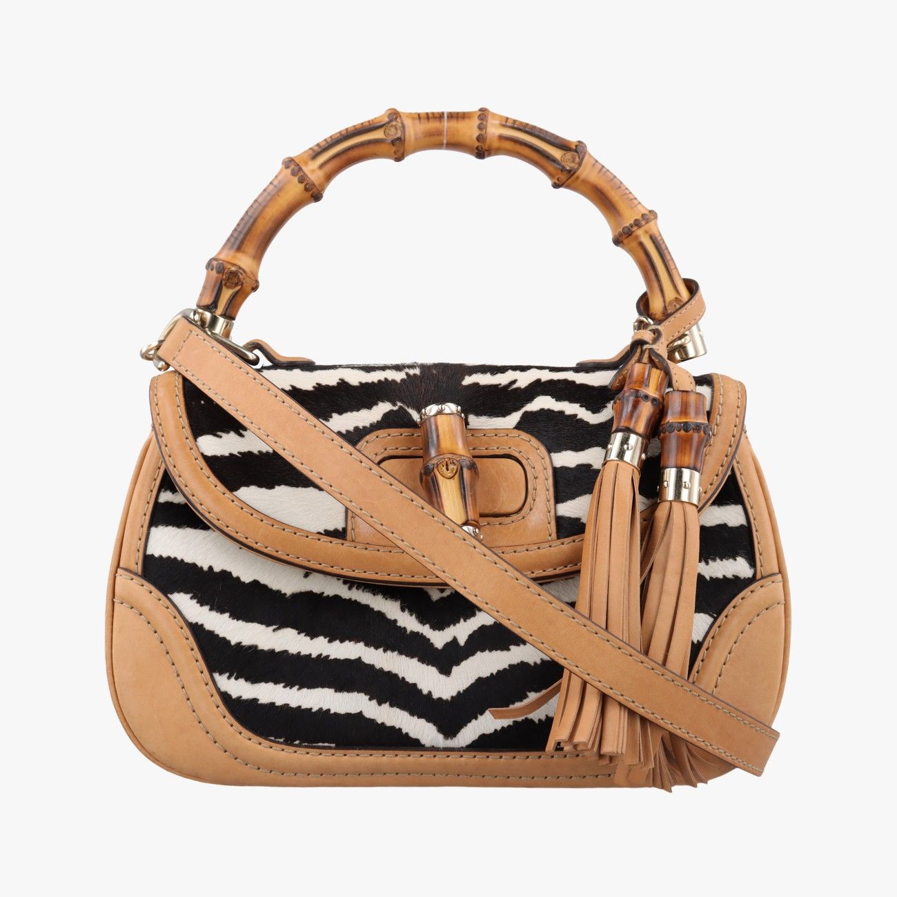 グッチGucciニューバンブー ベージュ×マルチカラー ハラコ×レザー 254884 G011190845 72,600円