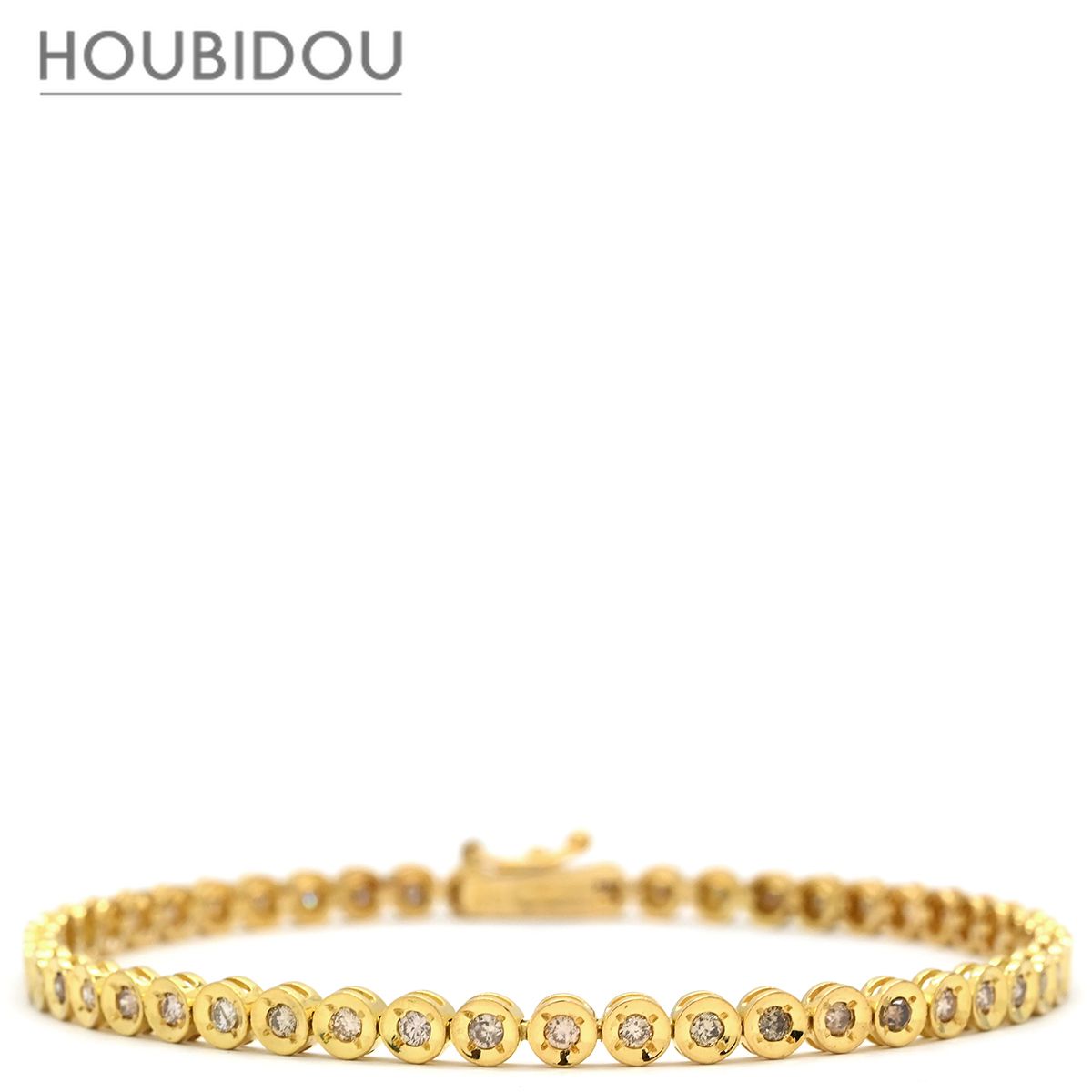 ブレスレット テニスブレスレット 1.0ct ダイヤモンド イエローゴールド Au750 18K 18金 ベゼルセッティング 【中古】