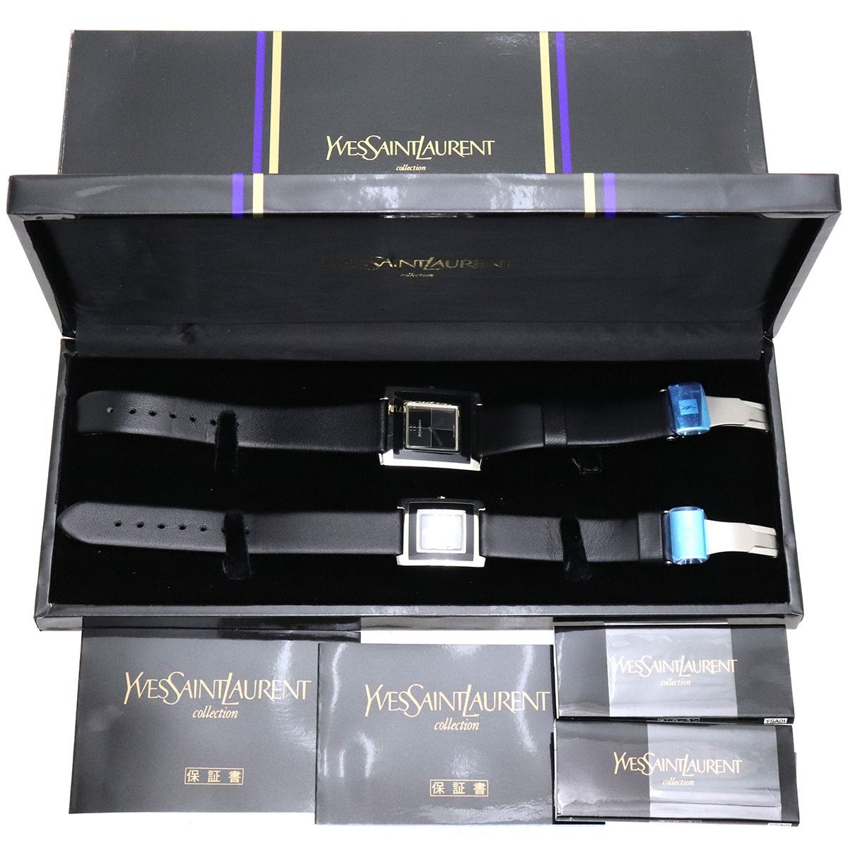 イヴサンローラン ペア腕時計 YSM60-0391 / YSM60-0401 革/SS 【中古】【送料無料】 Yves Saint Laurent 080802QTα-18593