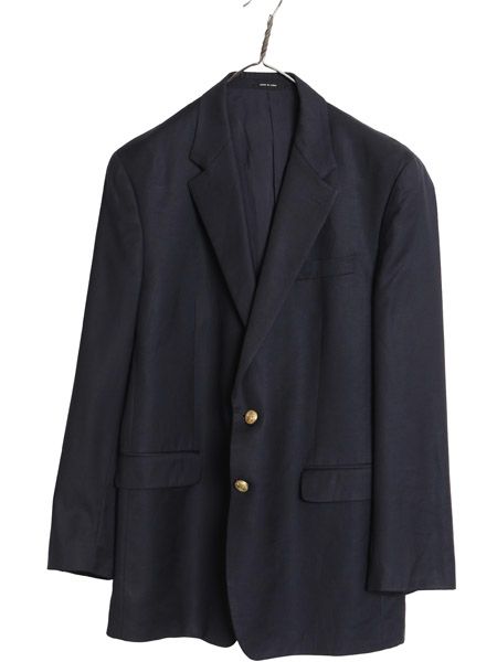 00s ローレン ラルフローレン テーラード ジャケット メンズ XL 程 オールド ポロ ブレザー ウール 紺ブレ 金ボタン 無地 大きいサイズ 紺