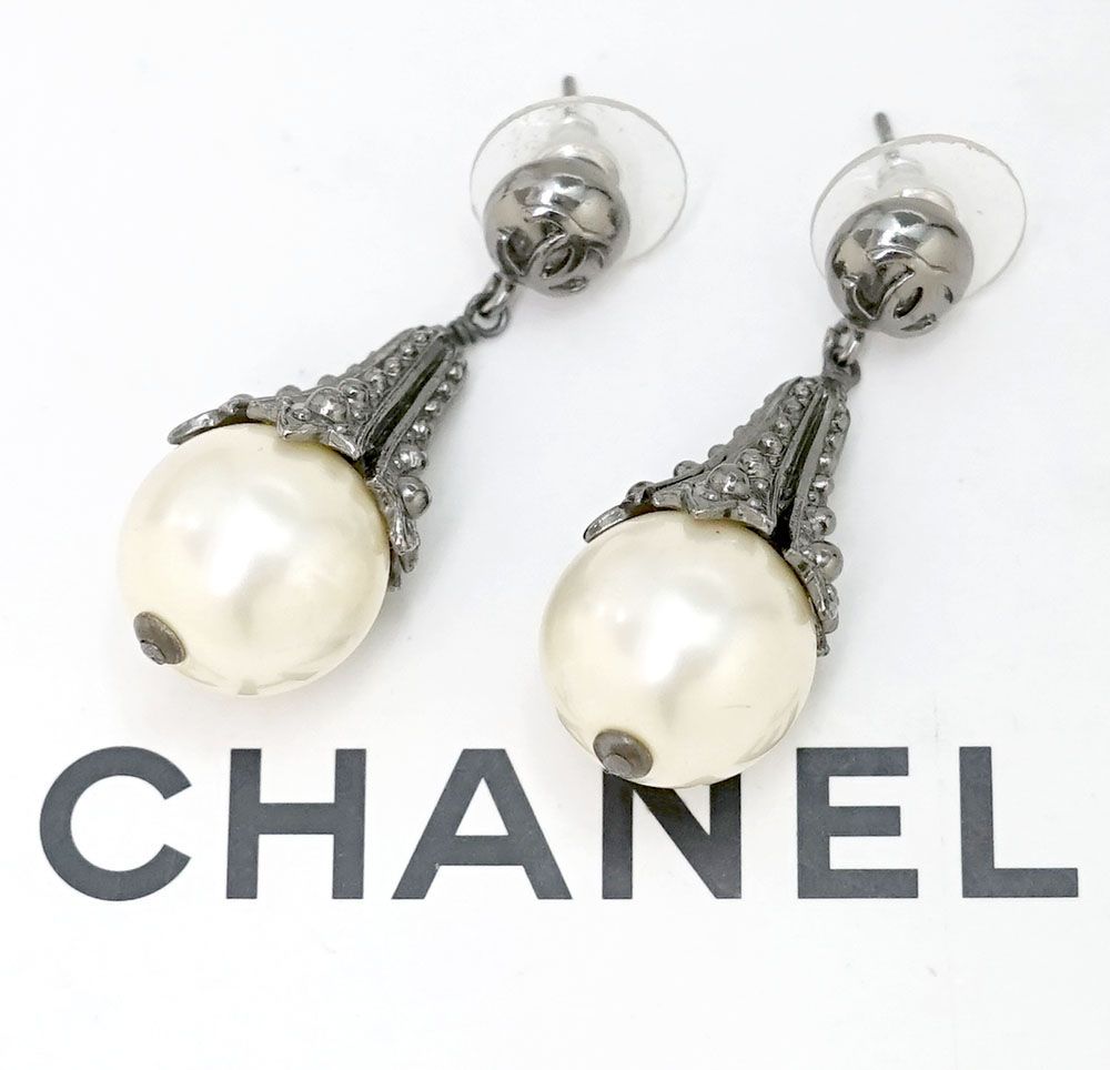 シャネル CHANEL ココマーク イヤリング シルバーメッキ フェイクパール 保存箱 【極美品】