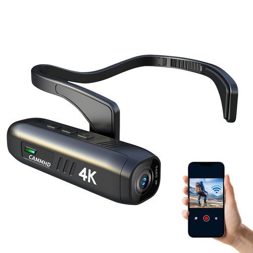 CAMMHD C2 4K ビデオカメラ 2200mAh 5〜7時間の作業 ボディカメラ 六軸手ぶれ補正 ウェラブルカメラ WiFi接続アプリ制御 32Gヘッドカメラ 会議 旅行 Vlogの撮影