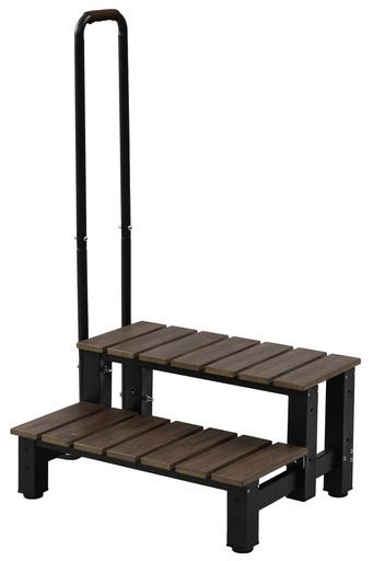 ガーデンマスター(Gardenmaster) 取っ手付き踏み台2段 幅64.6(取っ手を含む81cm)x奥行51x高さ118cm アルミ縁台 天板ポリスチレン 玄関台 バルコニー ベランダ デッキ 縁台 段差解消 介護 フラワー…