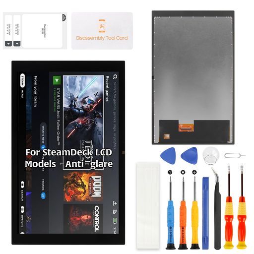 SRJTEK For Steam Deck LCD 2022 用 交換用ディスプレイ【非光沢/アンチグレア】7.0インチ 液晶パネル タッチデジタイザー一体型 画面修理用 64GB 256GB 512GB スチームデッキ モニター交換 [OLED