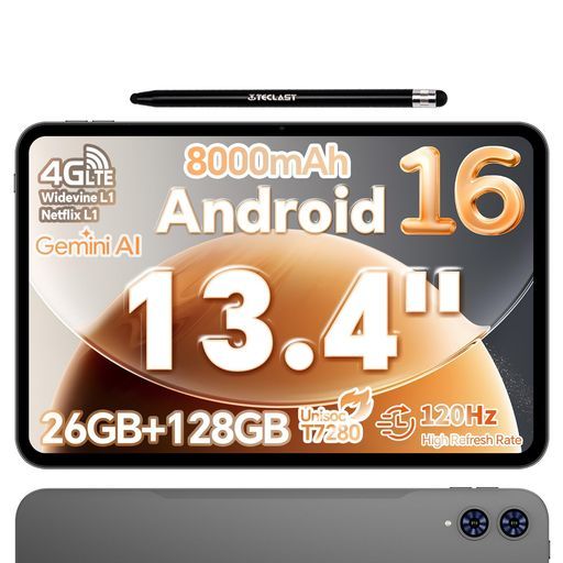 タブレット Android 16 搭載 TECLAST T65 大型 タブレット 13インチ 120Hz 画面、Gemini AI搭載 Tablet
