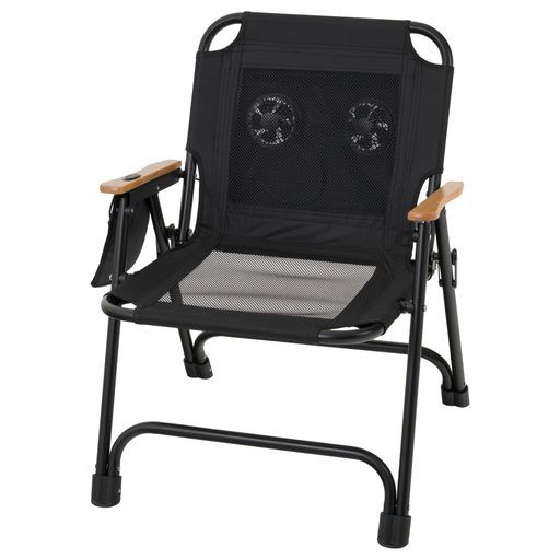 武田コーポレーション アウトドア レジャーチェア キャンプ 58x61x73cm ブラック ファン付きウッドローチェア FAC26-77BK