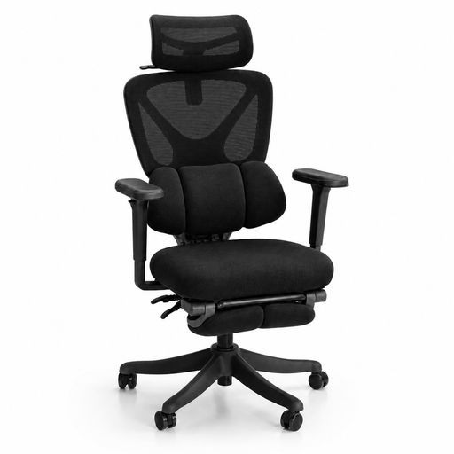 オフィスチェア デスクチェア フットレスト付き メッシュ 3Dヘッドレスト 4Dアームレスト 135度リクライニング ランバーサポート 座面昇降 360度回転 人間工学 パソコンチェア ゲーミング…