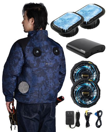 [MIDIAN] ペルチェ冷却服 長袖【2026業界独創 2つ冷却器&扇風機搭載 35V高出力 20000mAh大容量バッテリー】ペルチェ素子採用 強弱モード 最大-30°C冷やす フルハーネス対応 冷却ジャケット 現場…