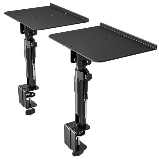 PEGZONE 卓上 スピーカースタンド クランプ式 広い天板 耐荷重 30kg 角度可変 防振 ケーブル収納 2台1組 ブラック