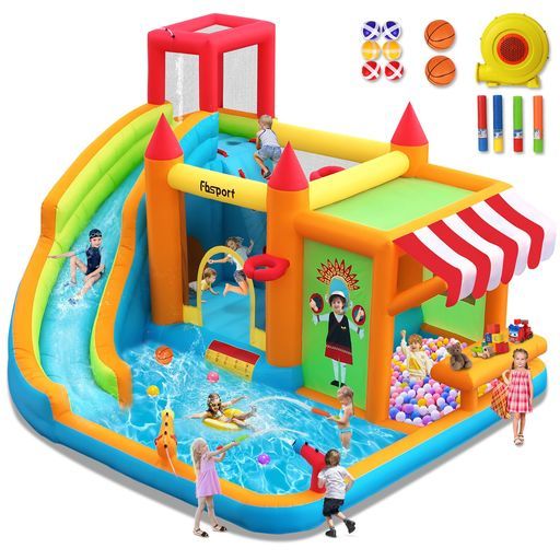 エアトランポリン エアートランポリンエアー遊具大型遊具 424x388x238 CM 室内 折りたたみ 部屋遊び 室内遊具 バウンサー 子供 エア 送風機 エアブロー付き プレゼント キッズハウス プレイ…