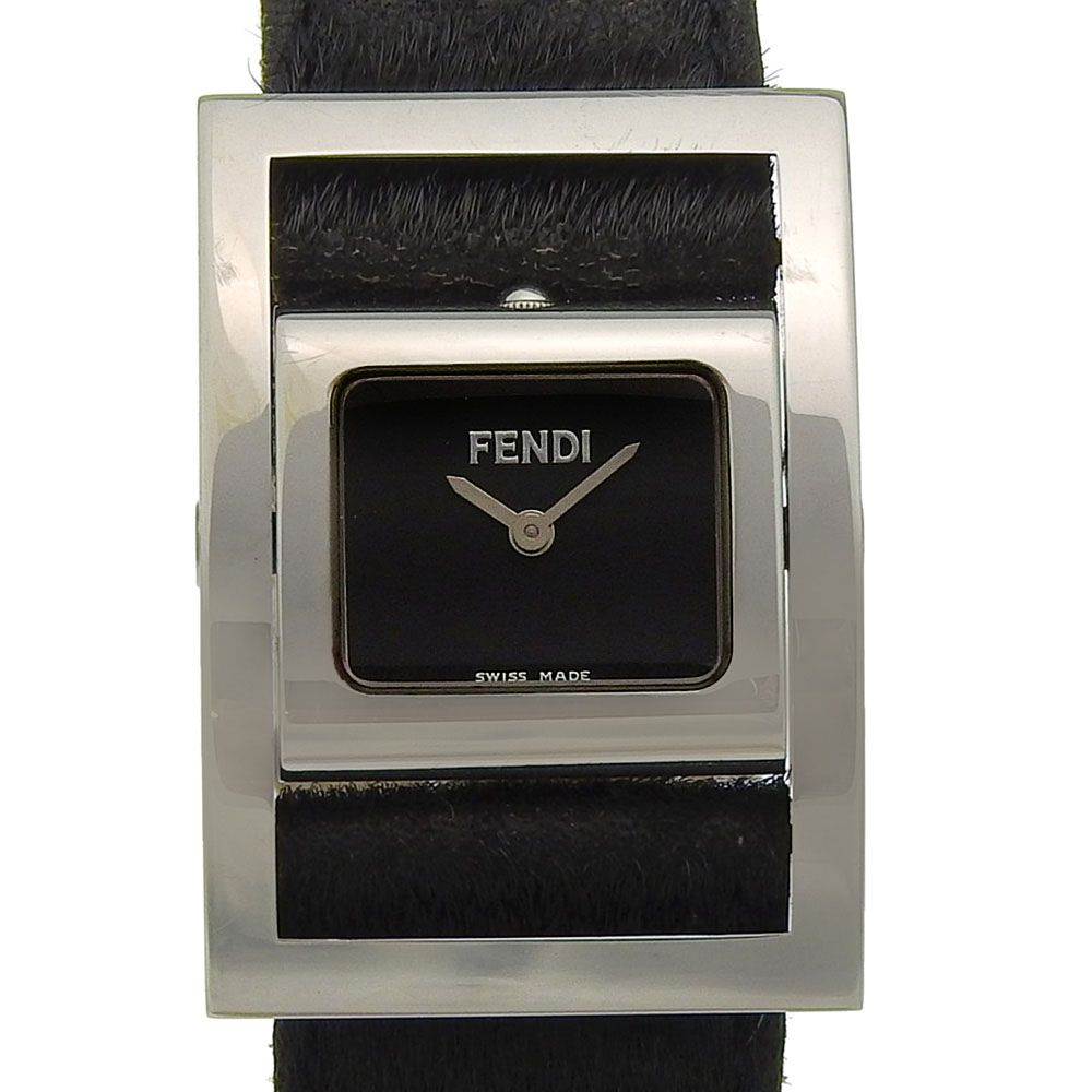 【FENDI】フェンディ ジャイロ F5000 ステンレススチール クオーツ アナログ表示 レディース 黒文字盤 腕時計
