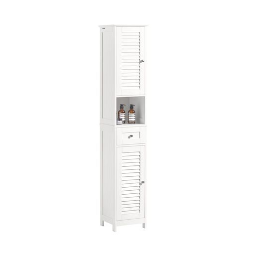 SoBuy 隙間収納 洗面所用キャビネット ランドリーラック スリム 幅32cm*奥行30cm*高さ170cm 引き出し付き 北欧風 洗面所 すきま収納 ランドリー 食器棚 脱衣所 (FRG236-W/ホワイト)