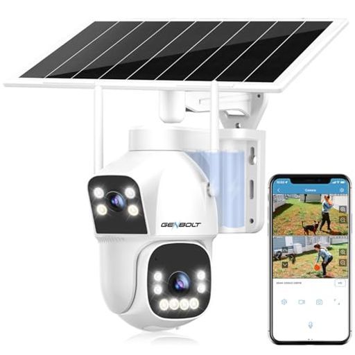 GENBOLT 防犯カメラ 屋外 ソーラー 電池式 ワイヤレス 監視カメラ PTZ自動追尾 2.5K 二重レンズ