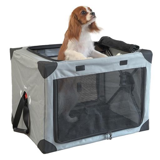 シンセーインターナショナル ペットキャリー 犬 猫 キャリー 折りたたみケージ ペットクレート Mサイズ グレー