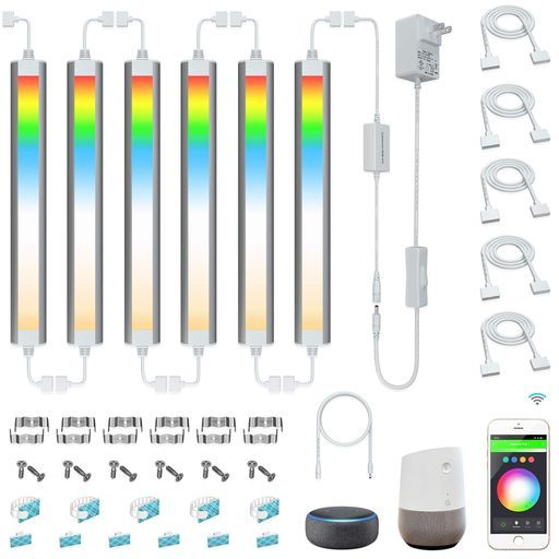 スマート キャビネットライト RGB+CW alex google対応 オールインワン マルチカラー アプリ制御 音声制御 オシャレ 寝室 ゲーム室 店舗 装飾 間接照明 調光調色(6個セット) 9,449円