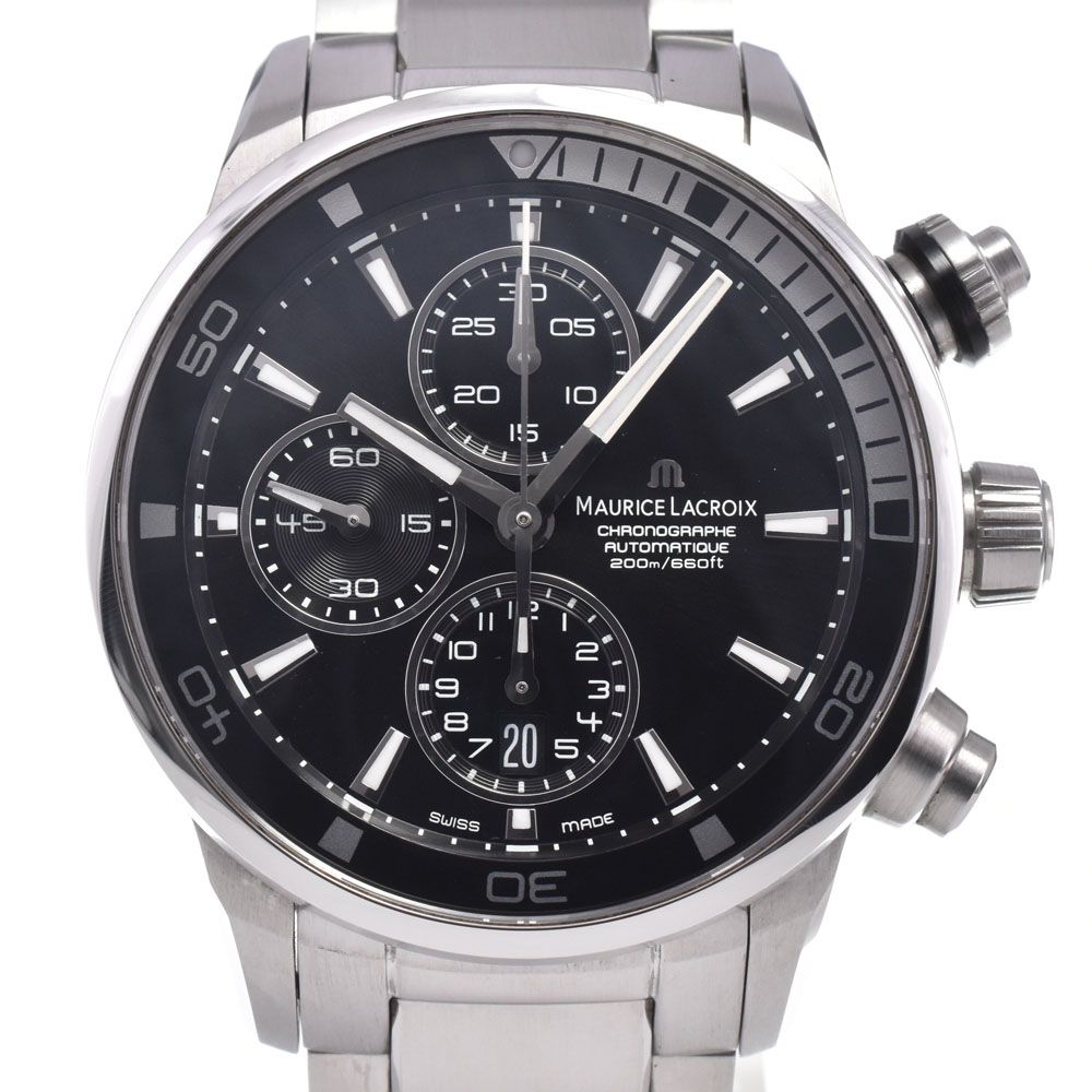 モーリスラクロア MAURICE LACROIX PT6008 ポントス ブラック 自動巻き メンズ 美品 箱付き 腕時計 B#149330 109,780円