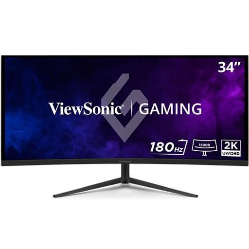 ViewSonic ビューソニックジャパン 34型 曲面型ウルトラワイド ゲーミングモニター VX3418C-2K(180Hz/1ms/UWQHD 3440x1440/21:9/VA/HDMIx2,DPx2/フリッカーフリー/ブルーライト軽減/3年保証)