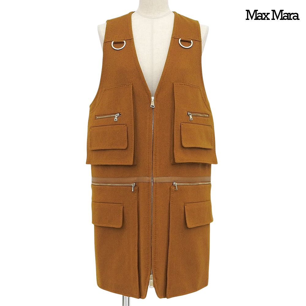 超美品 マックスマーラ MAX MARA 2020年 SFILATA ユーティリティ デザイン ベスト キャメル ウール サイズ40 定価189000円 レディース 30,355円