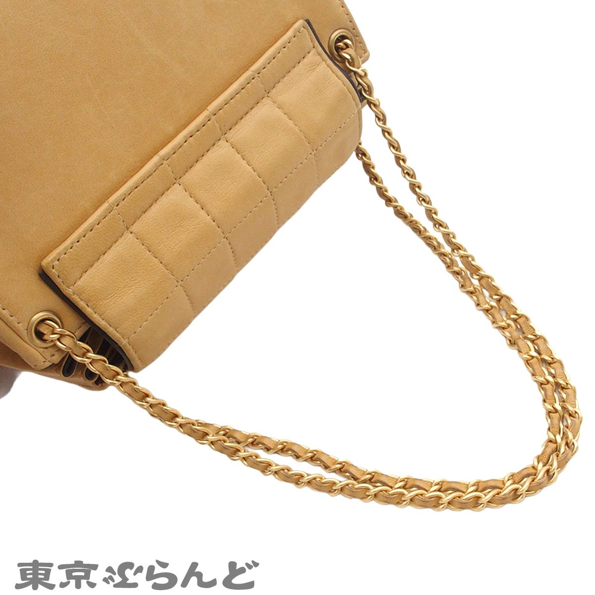 シャネル CHANEL ショルダーバッグ 2.55 チョコバー Wチェーン 6番台 ベージュ ゴールド金具 ラムスキン レディース 016000166